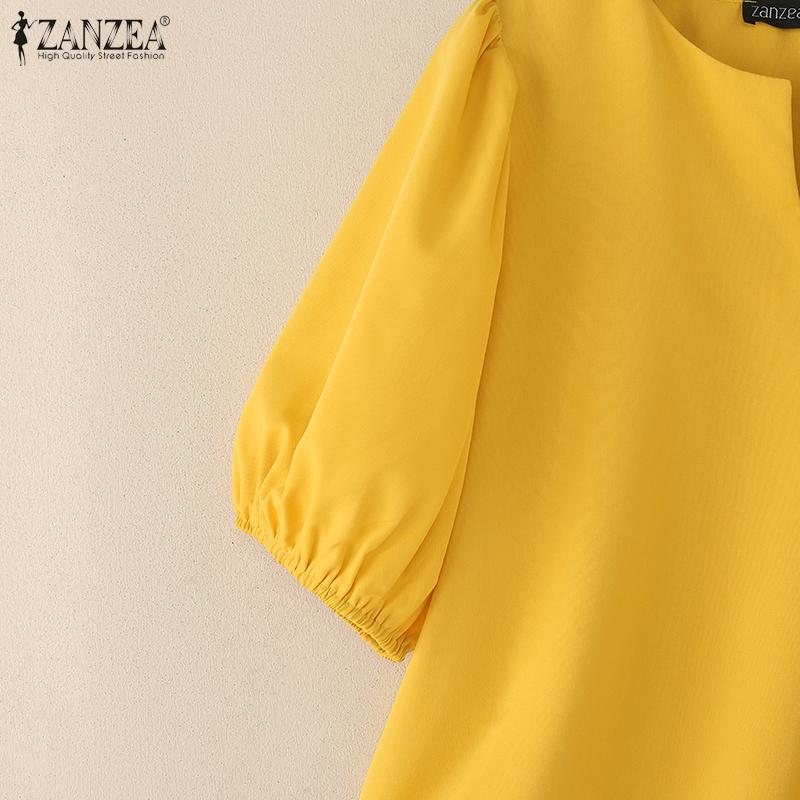 ZANZEA Women Casual V-Neck Summer Short Sleeve Blouse