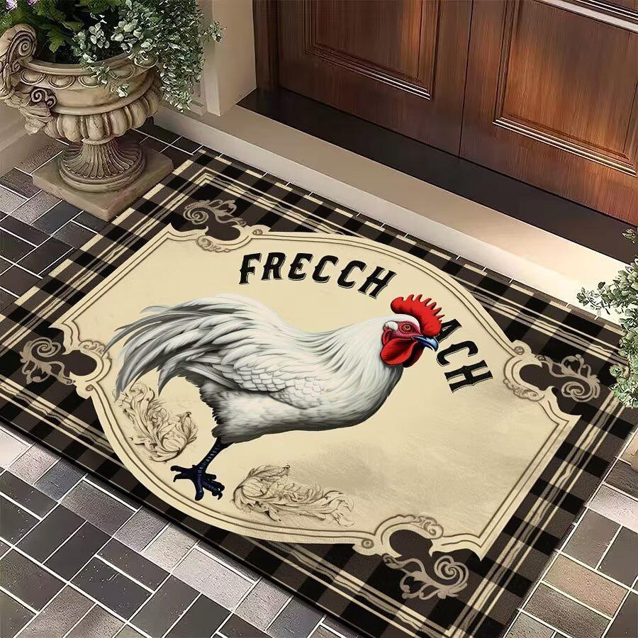 

American Rural Style Rooster Carpet Party Living Room Sofa Bedroom Bedside Study Entrance Door Rug Non-slip Retro Home Decor Mat 40x60cm