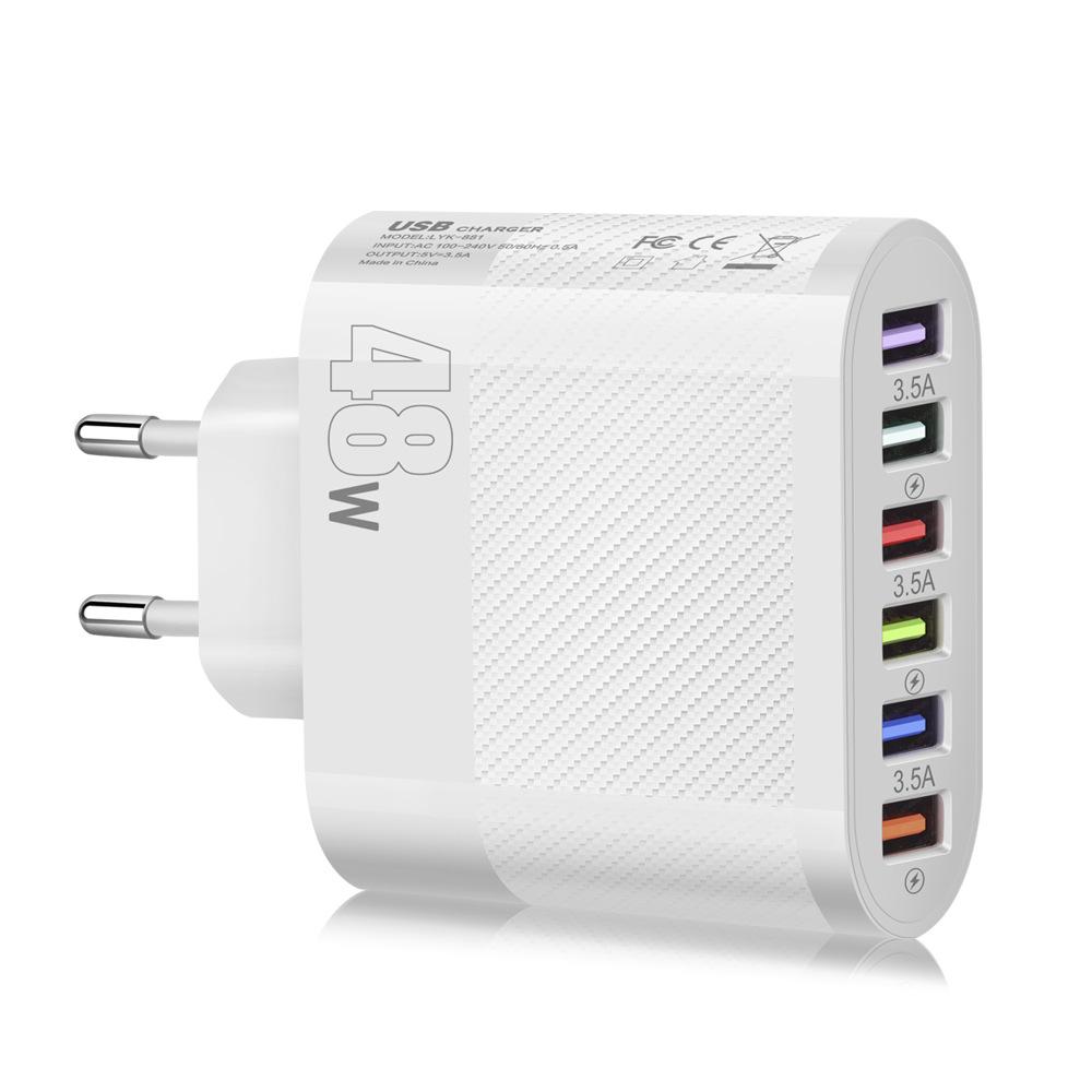 6 Ports USB Charger Fast Charging Quick Charge 3.0 Travel Charger For iPhone Samsung Xiaomi Mobile Phone Adapter EU KR US Plug