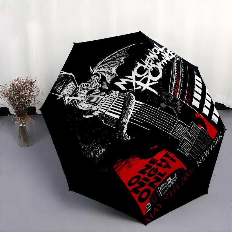 1pc MY CHEMICAL ROMANCE NEW YORK Automatic Open, Windproof, Compact Travel Umbrella, Gift for Birthday, Christmas, Business 93089