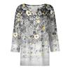 Ladies Casual Fashion V-neck Loose Versatile Floral Print Three-quarter Sleeve Top