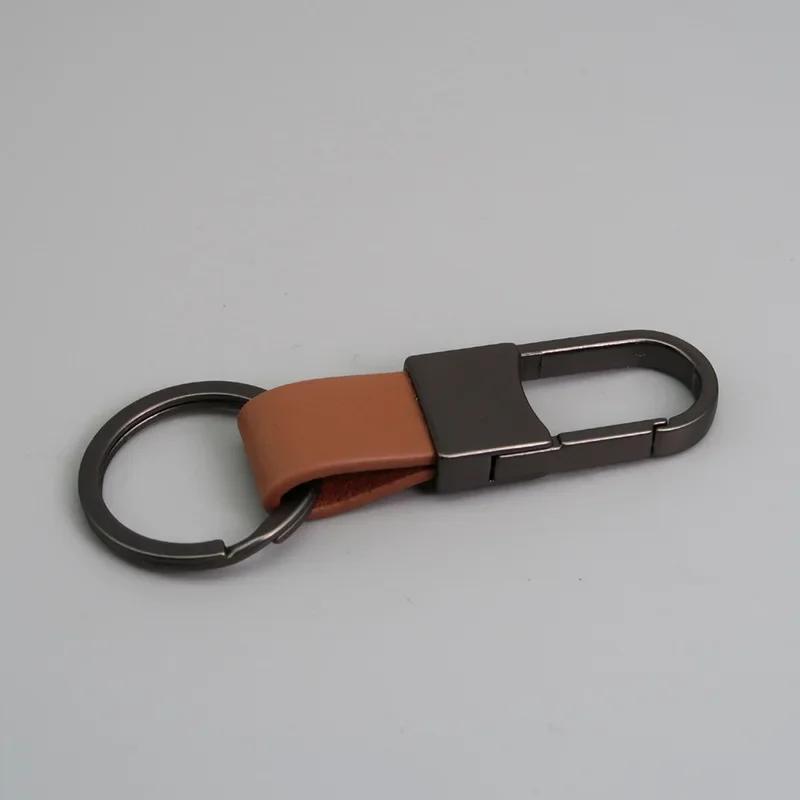 Custom Logo Name Simplicity Matte Finish Metal Leather Keychain with Laser Engraved Keyring Key Ring Chains Creative for Gif