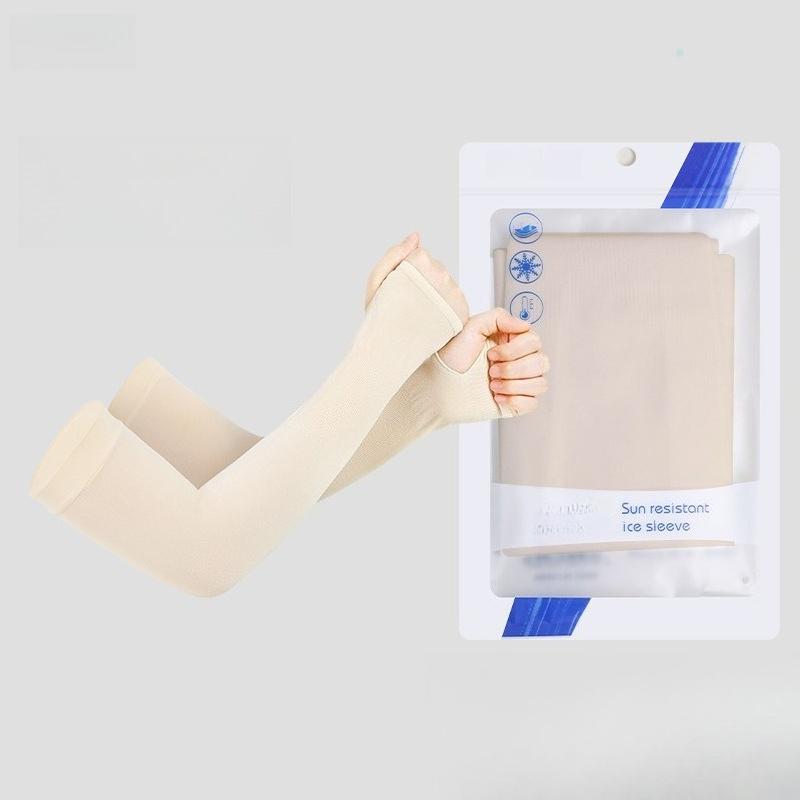 Unisex Fingerless Ice Silk Arm Sleeves Insect Repellent Breathable Cooling Lightweight Sun Guards