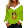 Women's T Shirt Tee Christmas Shirt Long Sleeve Party Christmas Print Fleece Collar V Neck Top