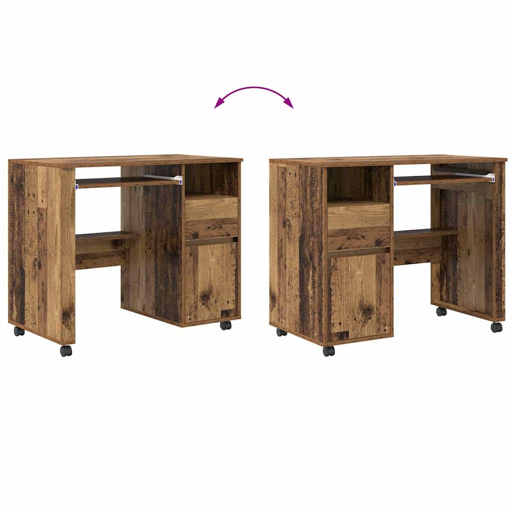 Rolling Table with Wheels Reclaimed Wood Look 91 X 50 X 77 Cm Engineered Wood