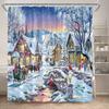 Winter Weihnachten Duschvorhang Set Niedlicher Schneemann Rote Vögel Geschenke Wald Zeder Neujahr Xmas Badezimmer Deko Duschvorleger Toilettensitzbezug
