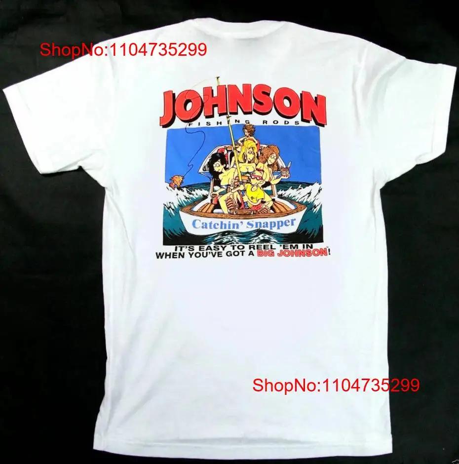 New Big Johnson Fishing Rods Reel Front White T Shirt Size S 5x Casual Cool Vintage Versatile Designer Clothes Unisex