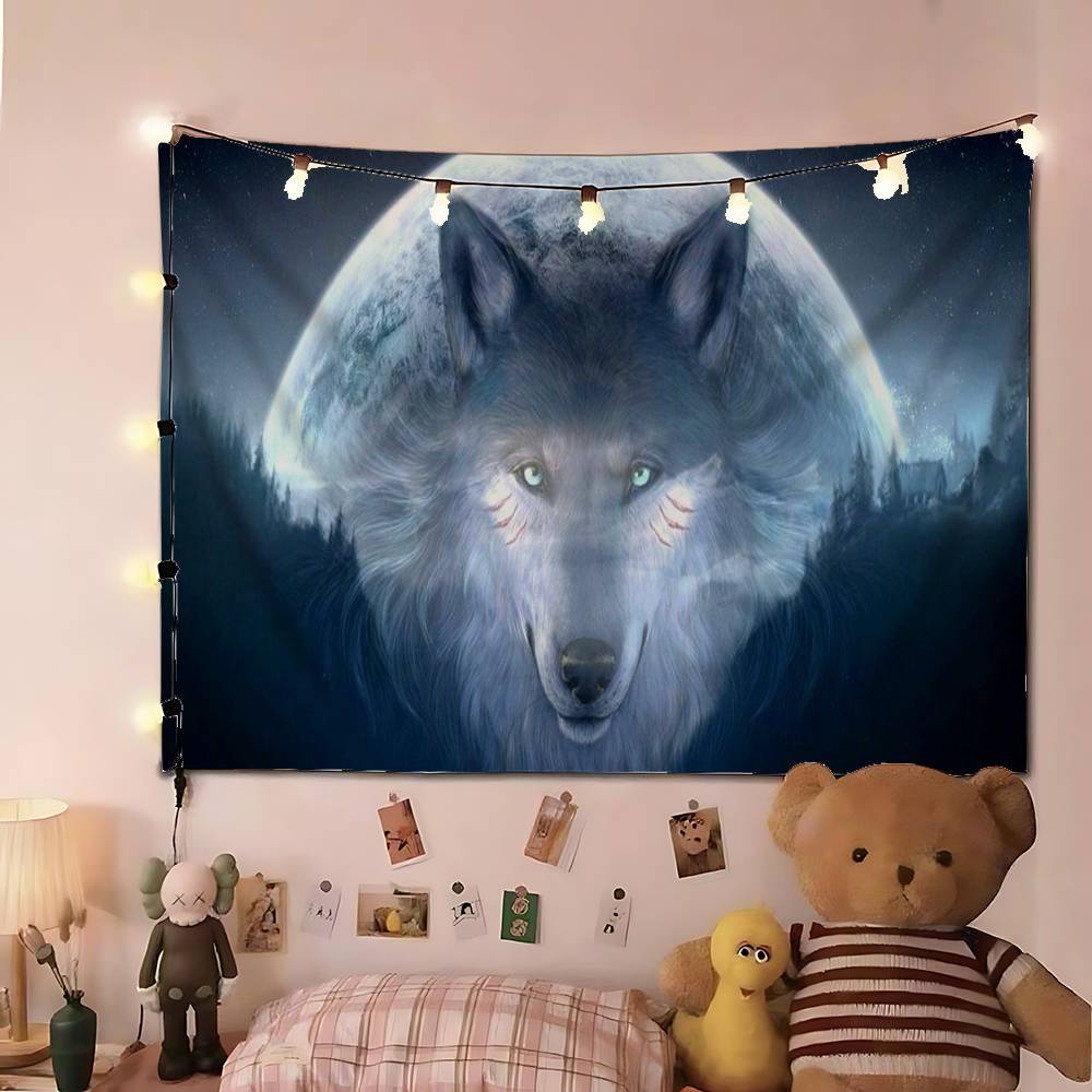 Psychedelic 3D Wolves Tapestry Customizable Tapestries Of Various Styleswall Hangings Celebrity Photo Printingwall Hangings