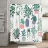 Modern Greenery Shower Curtain Potted Plant Decor for Bathroom Beautiful Flower Pot Print in Pink Blue Size: 72x84 (183cm x 213c