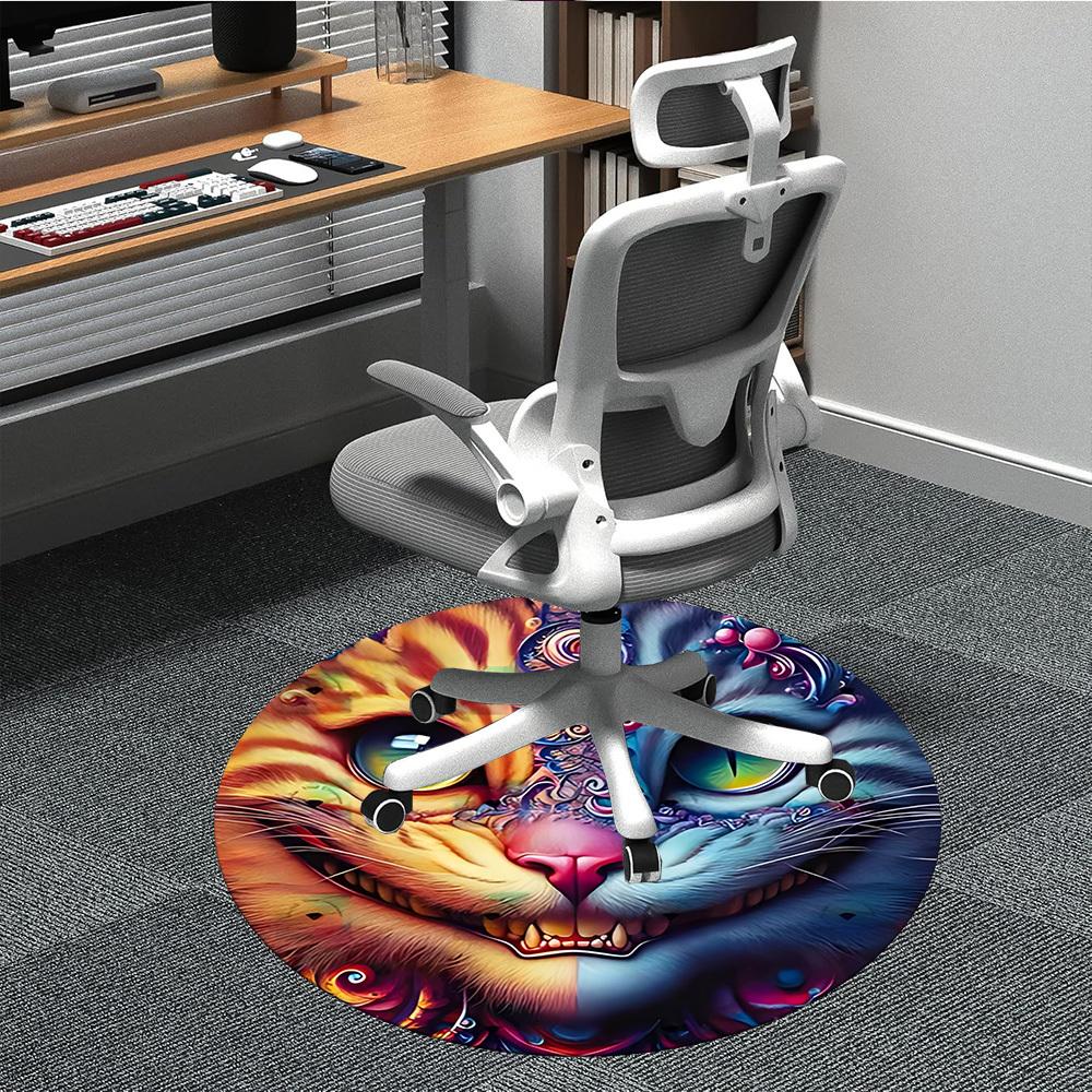 1pc Cat Artwork Office Round Area Rug, Indoor Mat Suitable For Office, Under Office Chairs Bedroom Living Room Home Decor, Room Deco