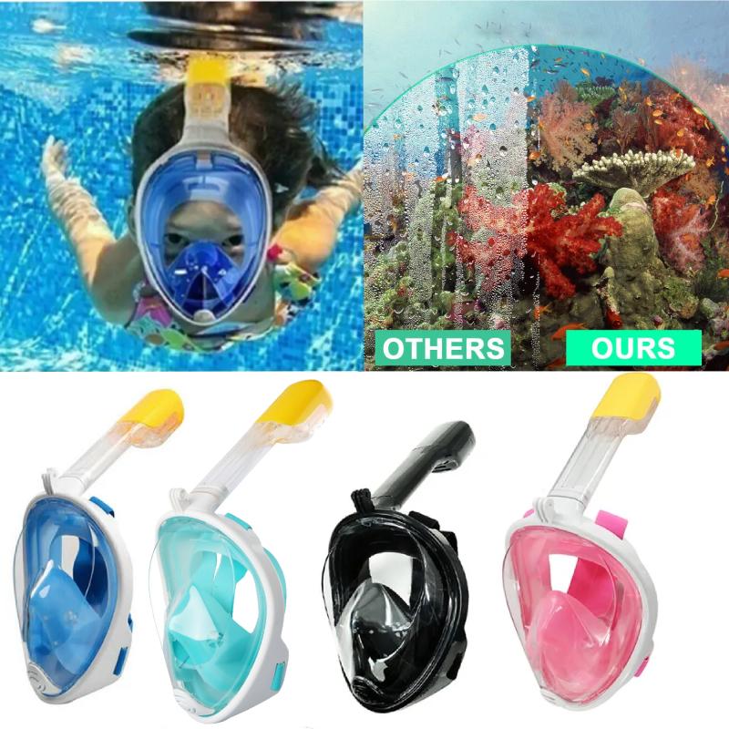 Snorkel Helmaskesett Dykking Scuba Briller Svømming Barn Voksne Tåke Anti