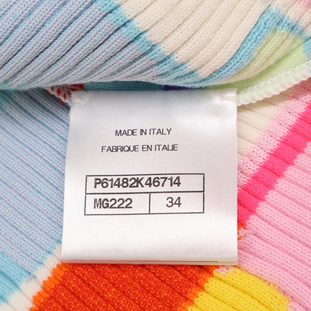 CHANEL Good condition P61482 COCO Button cotton cashmere knit cardigan tops 34 White x MulticolorUsed