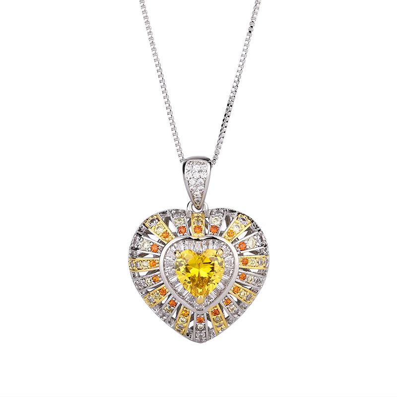 New Huamei Fashion Red Corundum Powder Zirconia Golden Set Light Luxury Jewelry Women's Necklace Ring