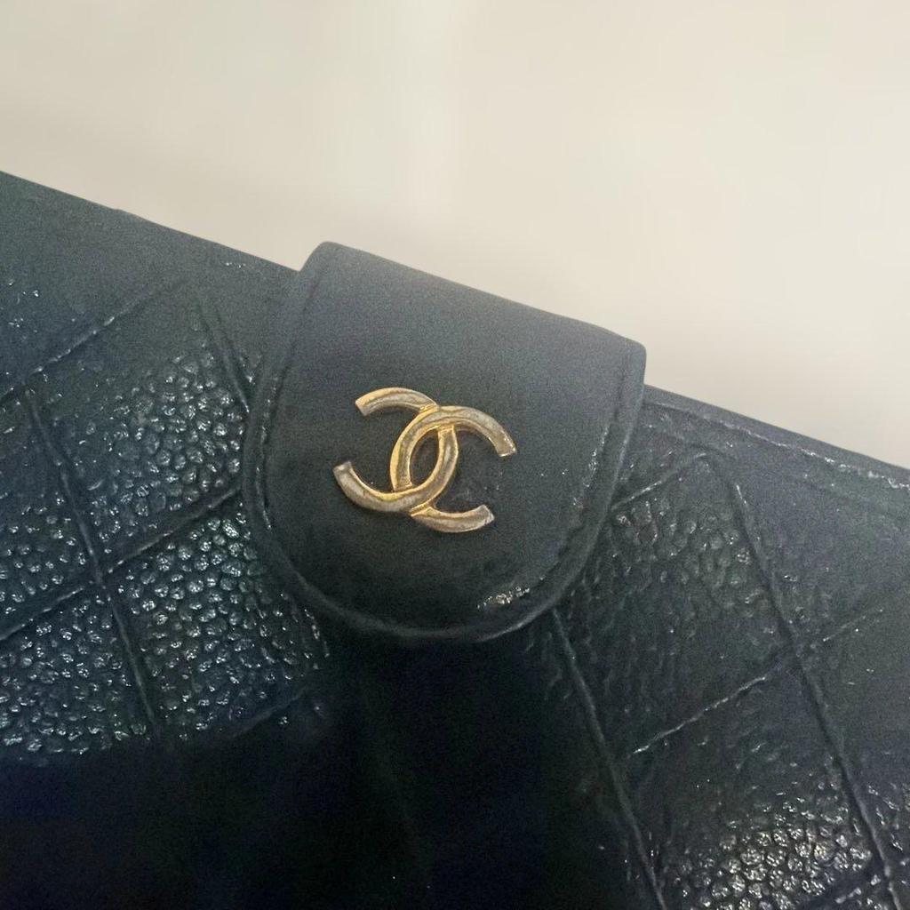 Used CHANEL long wallet black coco mark
