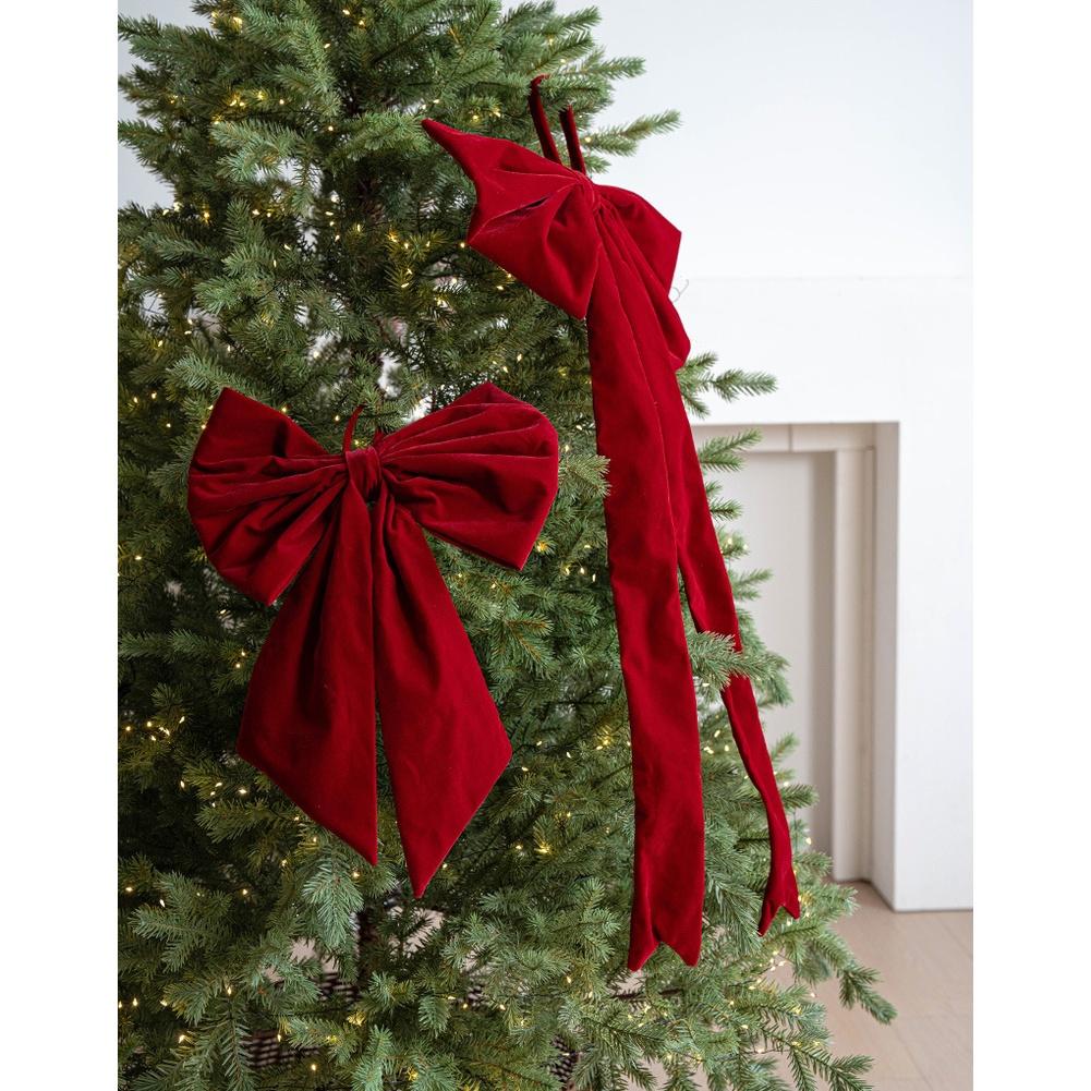 Velvet Fabric Large Bow Ribbon Ornament for Holiday For Window and Home Hanging Decoration Enhancing Festive Mood