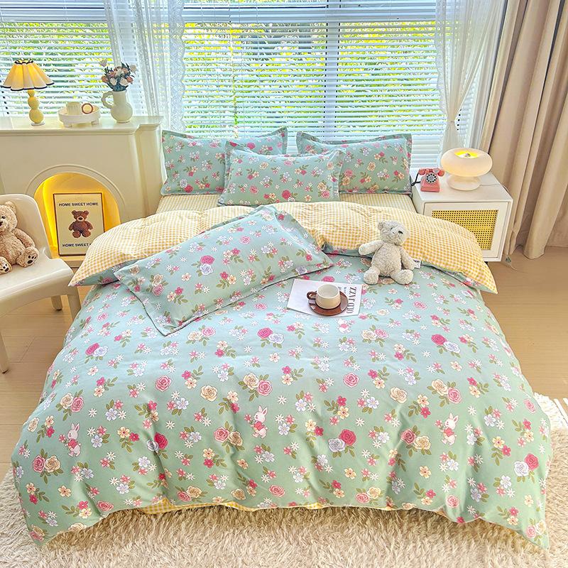 Fresh and Pastoral Style of Plants and Flowers, Dormitory Home Three-piece Set, Four-piece Set, Silky Soft and Delicate Bedding