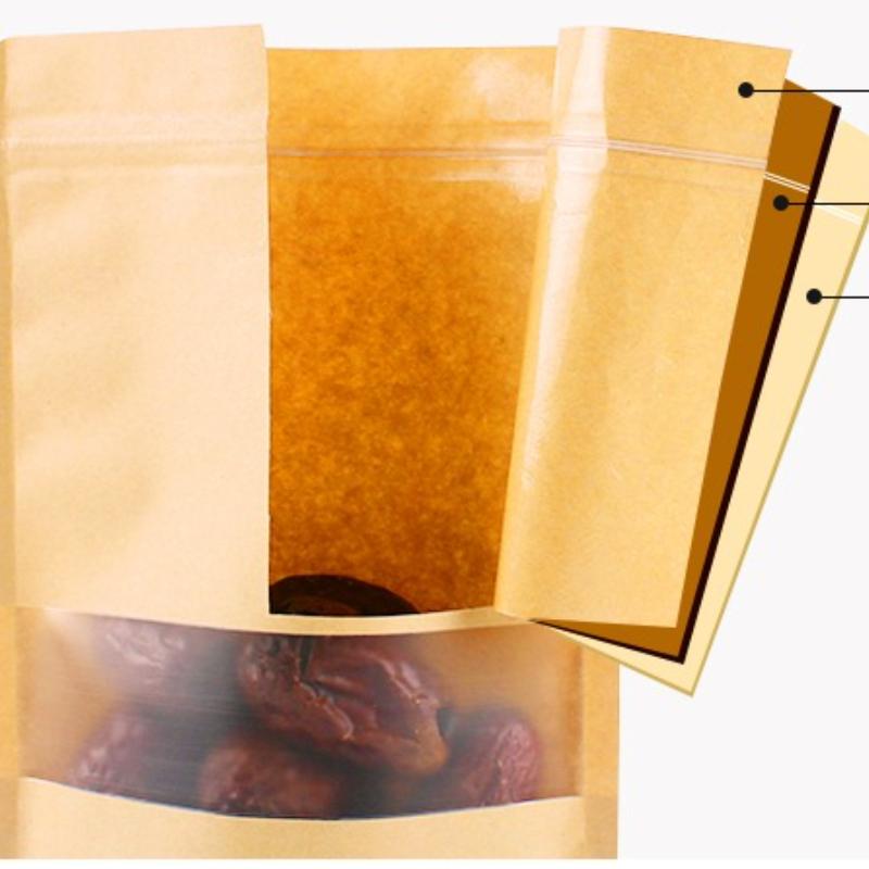 Kraft Paper Self Sealing Bag, Thickened Food Grade Package Sack Moisture Proof Sealed Tea Snack Bag Pu Erh Tea/pastry/coffee Beans/sample Packaging