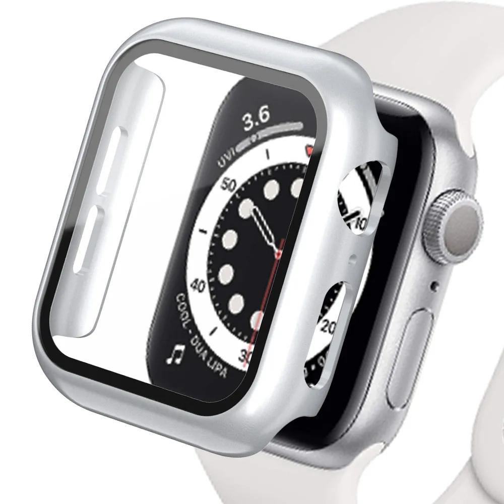 Glass+Matte Watch Cover for Apple Watch Case 45 41 44 40mm 42mm 38mm Bumper+Screen Protector for Iwatch SE 9 8 7 6 5 4 3 2 cover