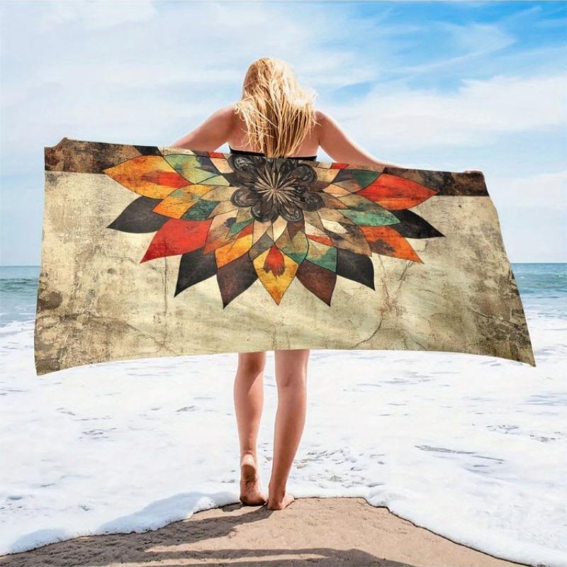 

1pc Vibrant Mandala Microfiber Beach Towel - Lightweight, Quick-Dry, Decorative Sunshade Blanket for Beach, Pool, Picnic Premium W30*H60(CM)