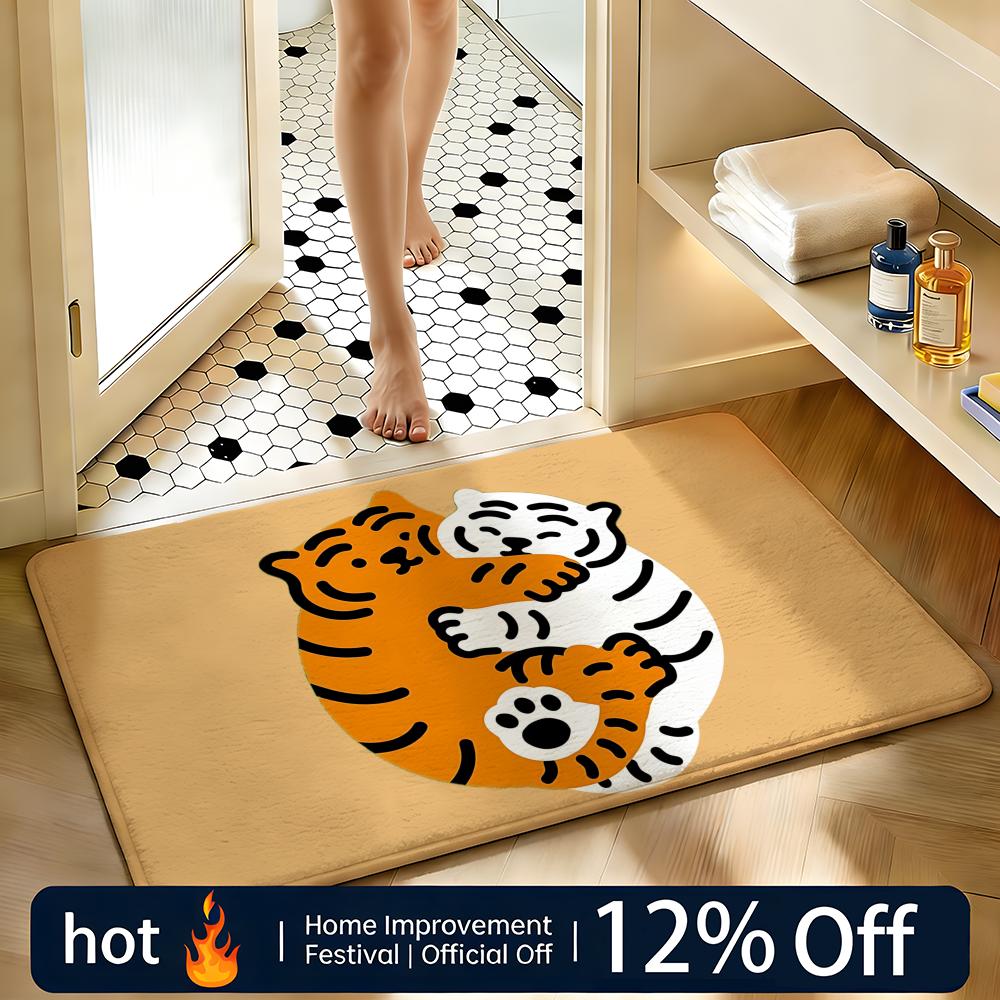 Cute Tiger Cartoon Floor Mat Home Decor Doormat Bedroom Floor Mat Shower Carpet