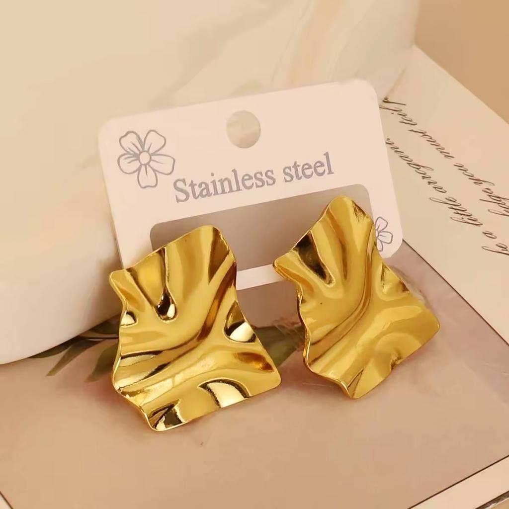 European American Trendy Cross-Border Punk Cold Wind Stainless Steel Earrings Geometric Irregular Drop Fashion Jewelry