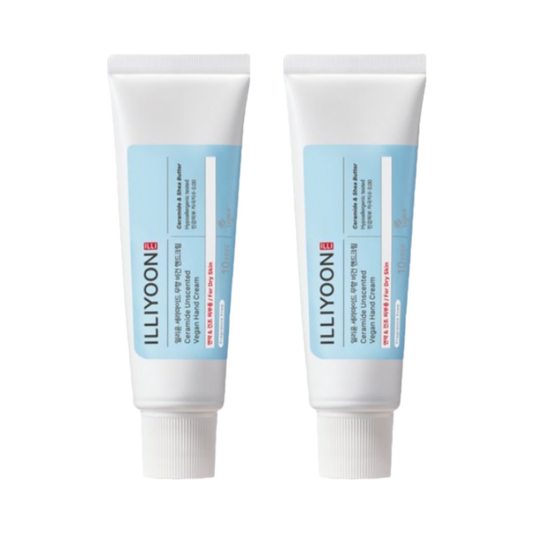 Illiyoon Ceramide Vegan Hand Cream Fragrance-Free Moisturizing Hand Care 50ml x2