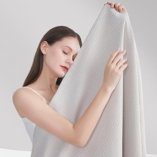 Lightweight Wearable Spa Robe Waffle Microfiber Bath Towel, Quick Drying Towel with Snap Versatile Bathing Accessory for Travel Button, Soft