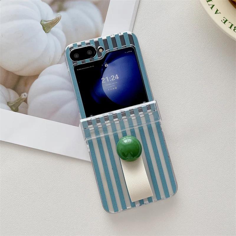For Samsung Galaxy Z Flip 3 4 5 6 Case ZFlip5 Z Flip5 ZFlip 5 Cute Lattice Ball Ring Shockproof Back Cover