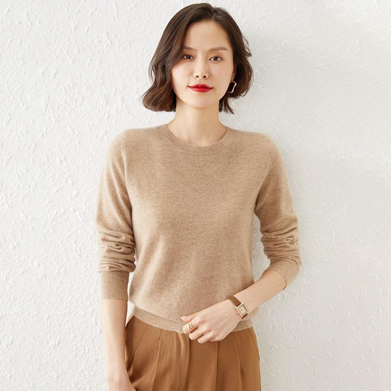 Autumn Winter Women's Sweater Stylish Knitwear Round Neck Pullover Undershirt Long Sleeve Pullover Sweater