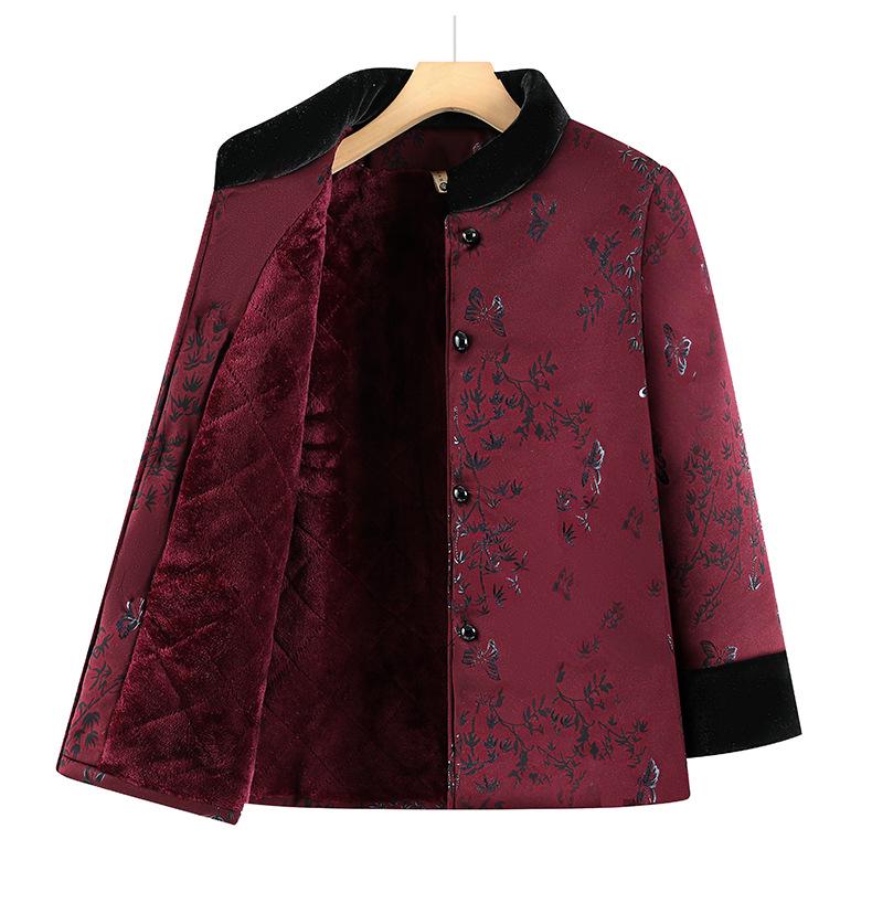 Plus Size Winter Padded Cotton Jacket for Elderly Women, Thickened Tang Suit Style for Grandma or Mom