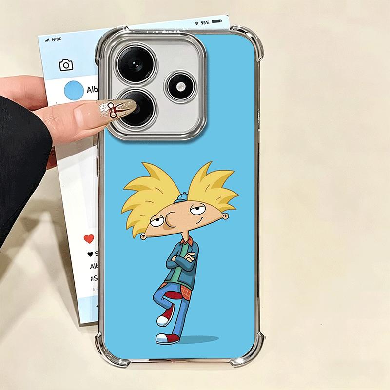 Cartoon Hey Arnold Helga Plating Phone Case For Xiaomi Redmi Note 14 15 Pro Plus 13 12 11 11S 11T 10 9S 9 5G Anti-Fall Airabag C