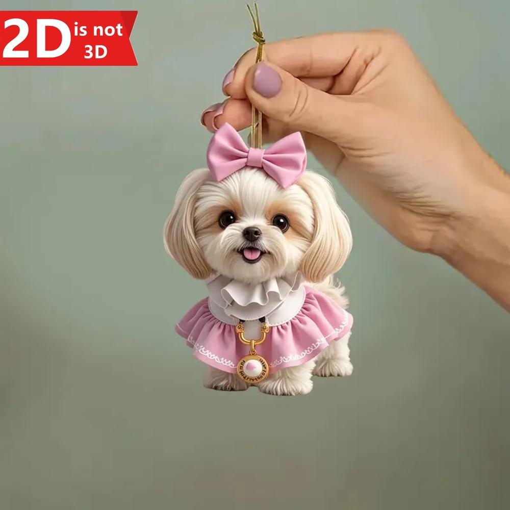 Cute Shih Tzu Dog Pendant for Car Mirrors. Perfect for Anniversaries, Valentine's Day, and Christmas.