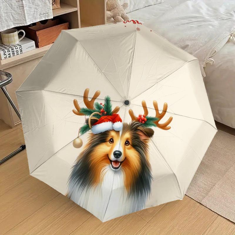 1pc Christmas Dog Decorations Umbrella with Plastic Handle,Suitable for All Seasons Home Travel Outdoor UmbrellaDD229