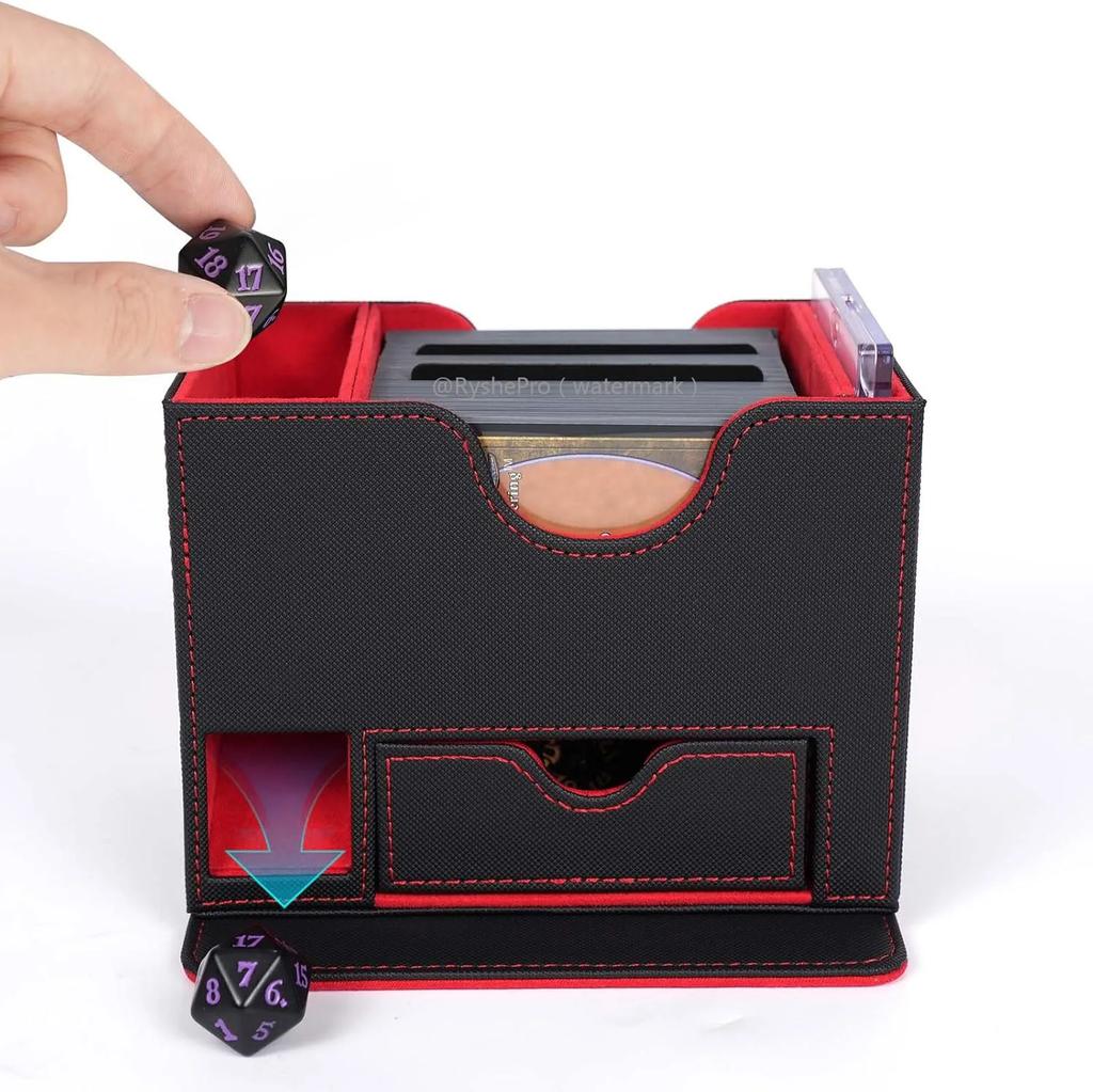 Commander Deckbox UP Leder Magnetverschluss Sammelkarten Aufbewahrungsbox mit Würfelfach Bietet Platz für 120+ für YuGiOh MTG TCG Sportkarten