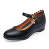Fashion Women Fashion Comfort Buckle Strap Pumps Lady Casual Black Soft Leather Office High Heel Shoes Wedges Women Single Shoes