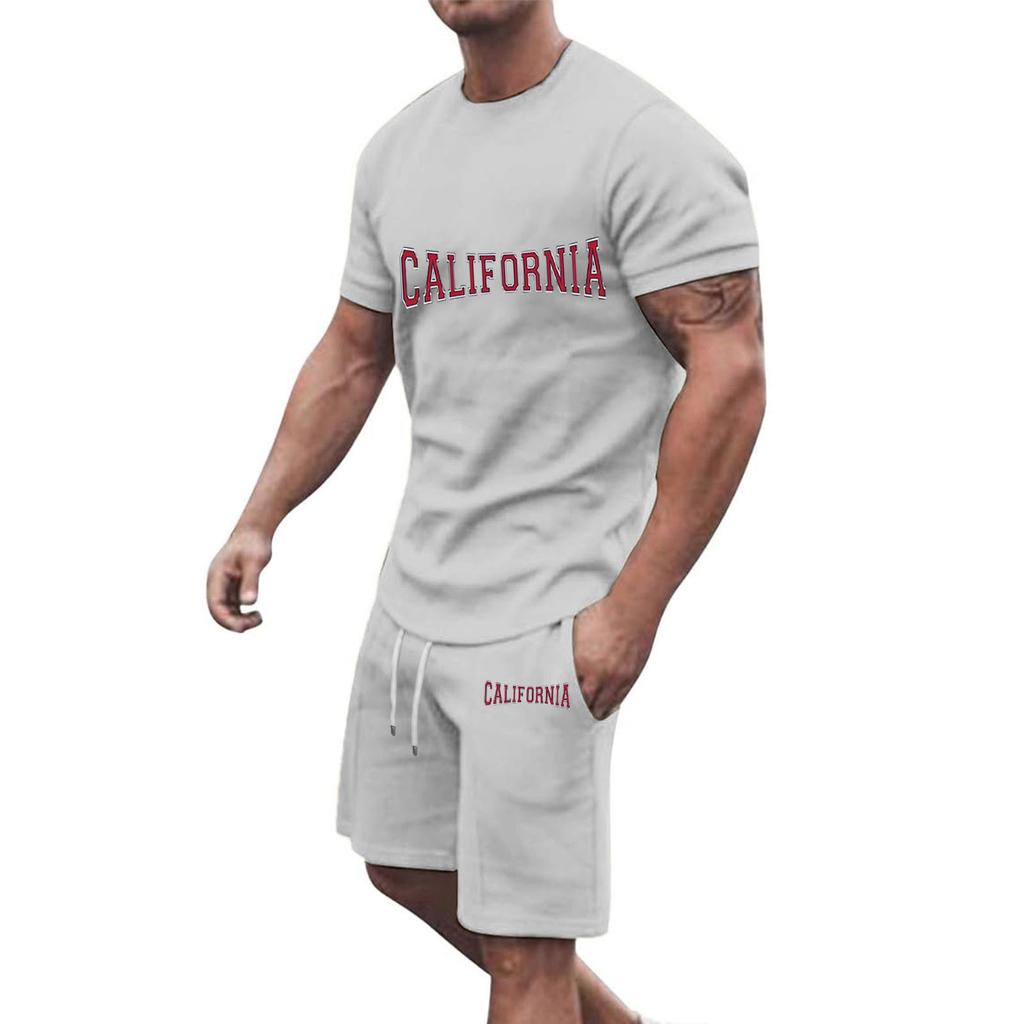 Popular Men's Summer Fashion Multi-color Short-sleeved Shorts Sports and Leisure Suit In Stock