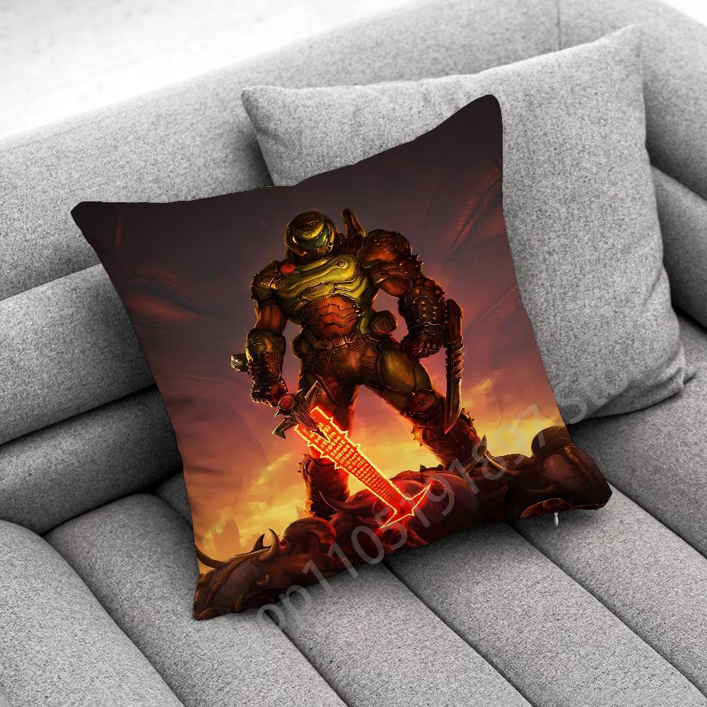 Game D-Doom Slayer Throw Pillow Case For 55x55cm 40x40cm 45x45cm 50x50cm 30x30cm Square Office Pillowship Cover