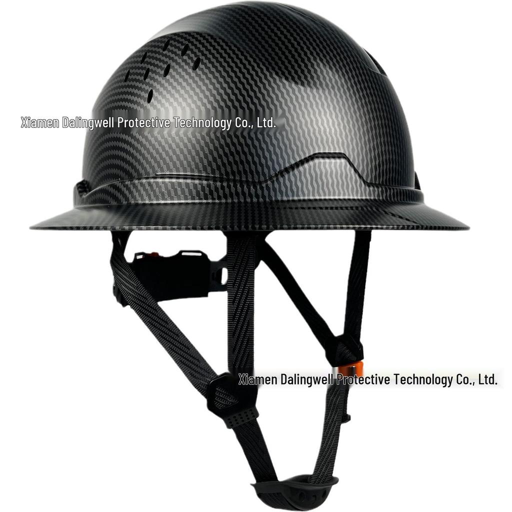 CE Carbon Fiber Wide Brim Safety Helmet with Sun Protection and Anti-Smash Features