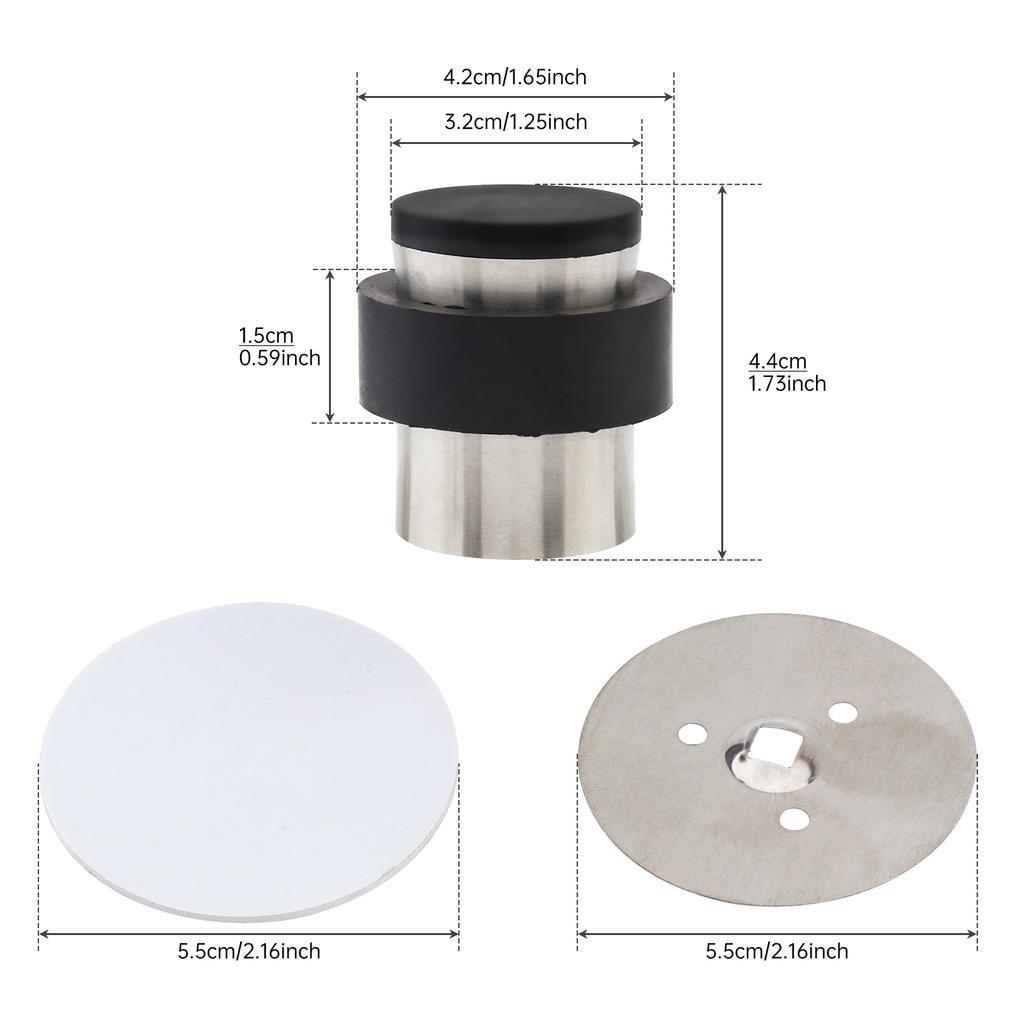 Silver Stainless Steel Floor Door Stop Cylindrical Wall Protector Heavy Duty Universal Bottom Top Mount