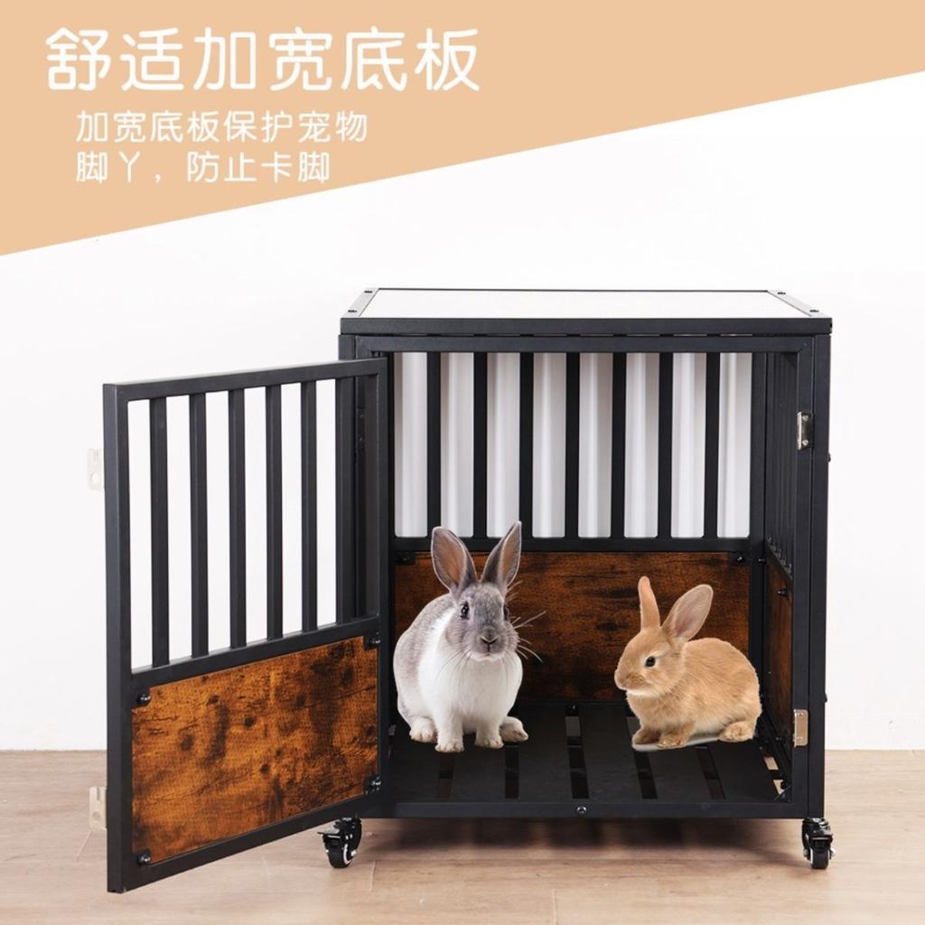 Wooden Dog Cage Two-Door Kennel End Table for Small/Medium Dogs Solid Pattern Indoor Dog House
