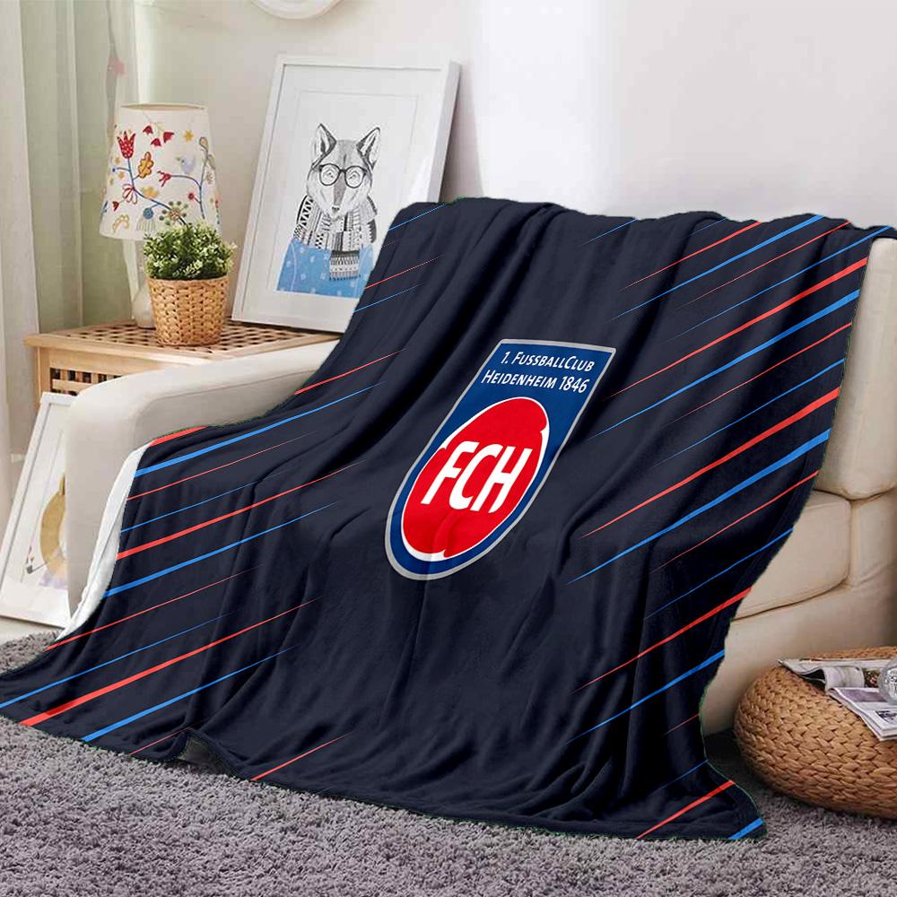 Heidenheim Crest Flannel Blanket, Soft Polyester, Modern Design, All-Season for Camping, Travel, Gifts for holidays or birthdays
