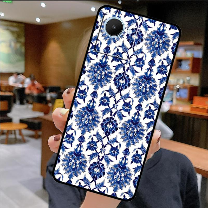 Blue and White Porcelain Case For Realme 14 Pro Plus 12 10 11 13 GT 6 6T 5 GT7 Pro C61 C55 C51 C21Y C25S C67 C75 C53
