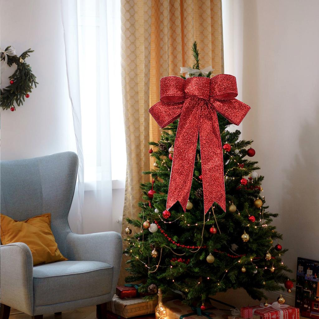 Bandkranzschleife 10 Zoll breit, 18 Zoll lange Schwänze, Weihnachtsbaumband, Winterdekoration, Weihnachtsdekoration, Haustürdekoration 6 Stück