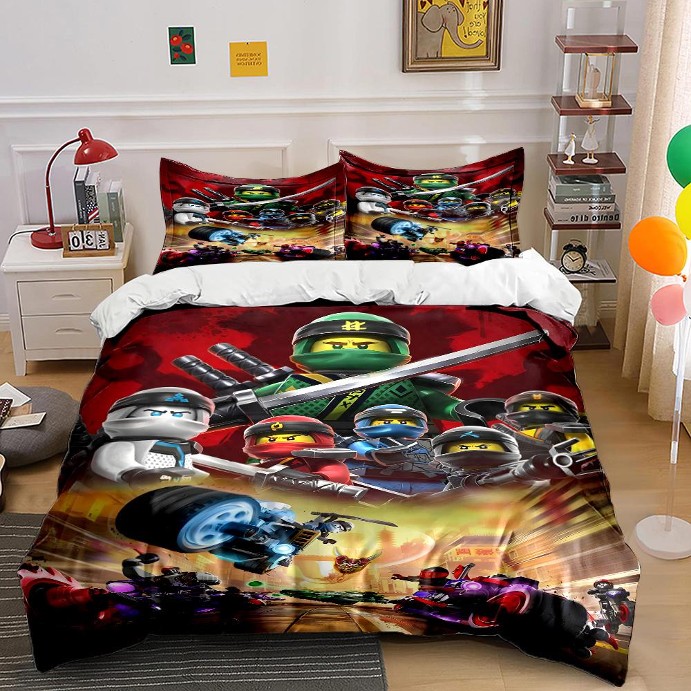 Multiple Sizes Cartoon Ninja Game Printed Bedding Set 1 Duvet Cover 2 Pillowcases Boys Girls Children Luxury Gifts
