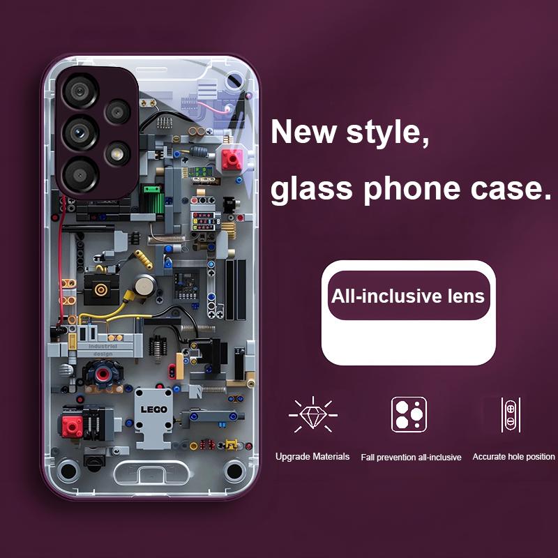 Grey Mechanical Interior For Samsung Galaxy S24 Plus S20 21 FE S23 Ultra S8 9 A70 72 73 50 51 52 53 Tempered Glass Phone Case