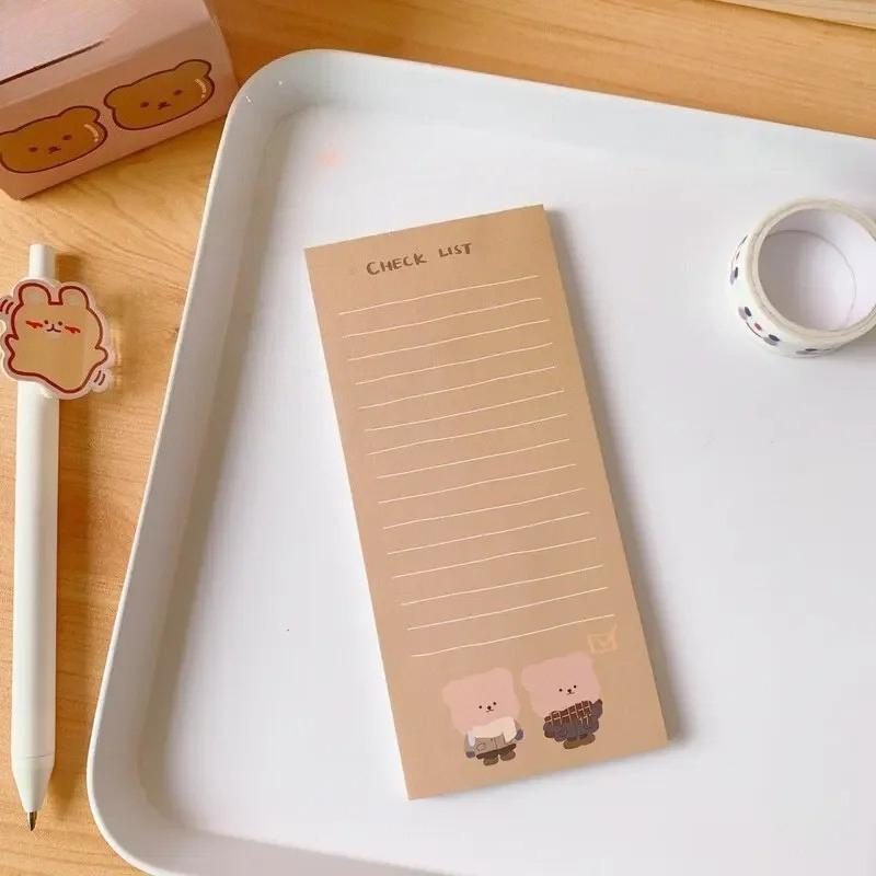 

50 Sheets Cute Bear Memo Book Tearable Information Notes Student Portable Notebook Student Stationery Supplies