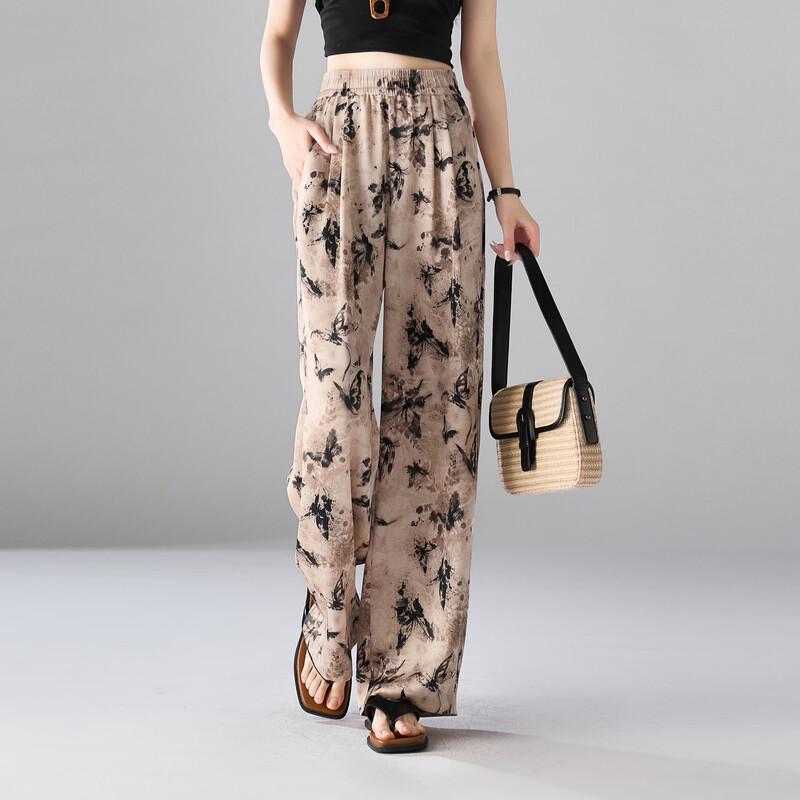 SOFSIL Women's Vintage Print Wide-Leg Casual Pants