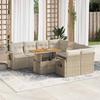 Vidaxl 9-Cz. Garden Furniture Set With Cushions, Beige, Poly Rattan