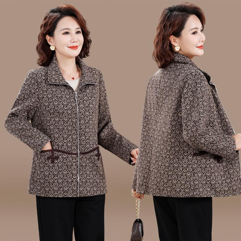 2026 New Spring Lapel Jacket for Middle-Aged & Elderly Women - Stylish Casual Top for Spring/Autumn