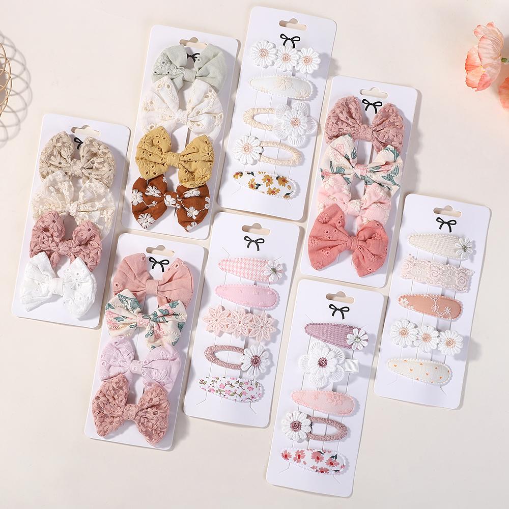 4/5Pcs Mini Baby Hairclip Cute HairClip Print Cotton Alloy for Toddler Girl Children Lovely Kid Headwear Baby Hair Accessories